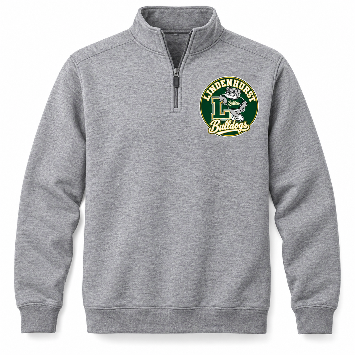 Lindenhurst Bulldogs Circle Quarter-Zip Pullover Heather Gray