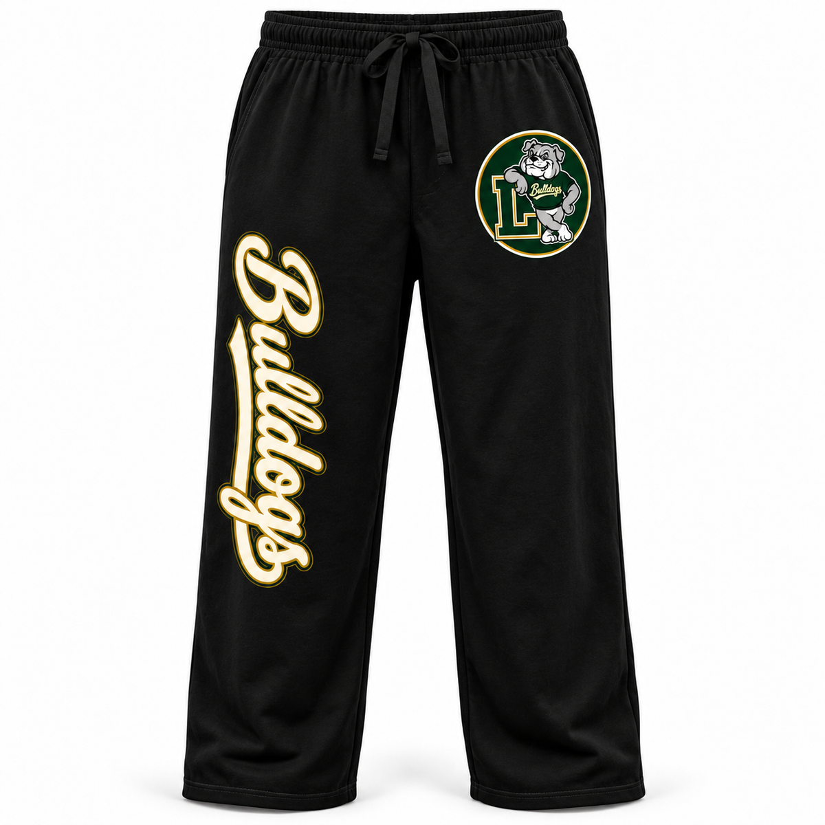 Lindenhurst Bulldogs Circle Solid Pajama Pants Black