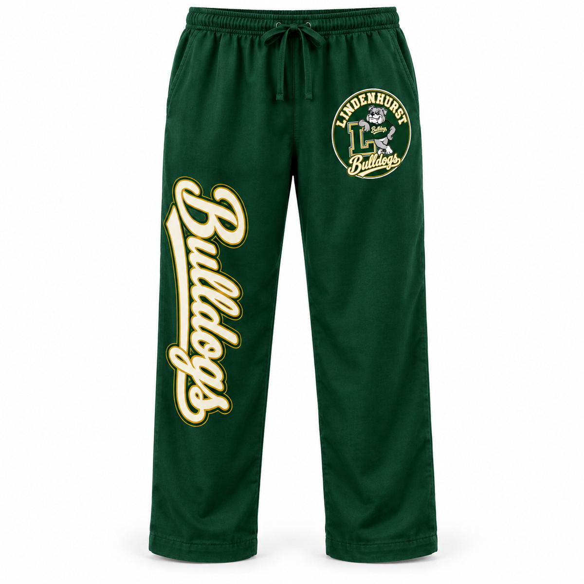 Lindenhurst Bulldogs Circle Solid Pajama Pants Forest Green
