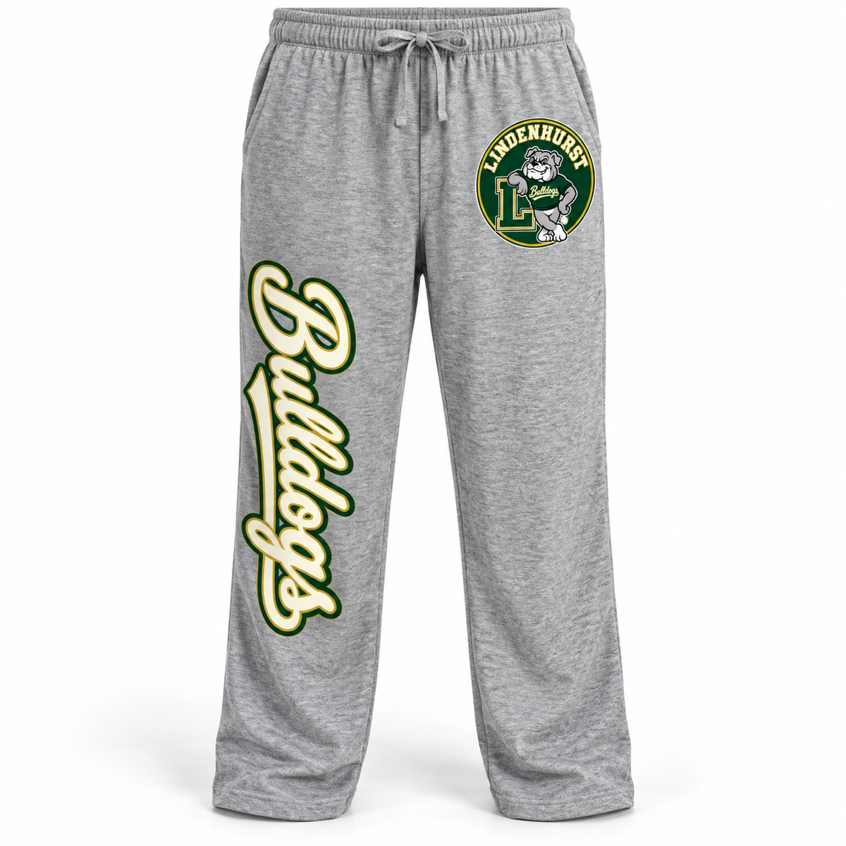 Lindenhurst Bulldogs Circle Solid Pajama Pants Heather Gray