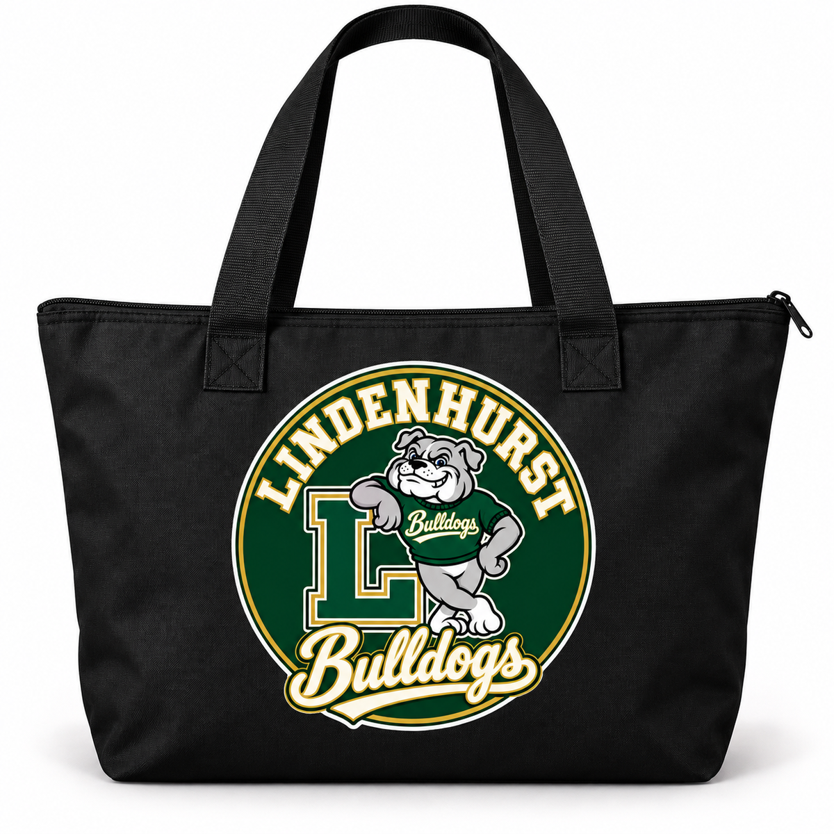 Lindenhurst Bulldogs Circle Zip Tote Black