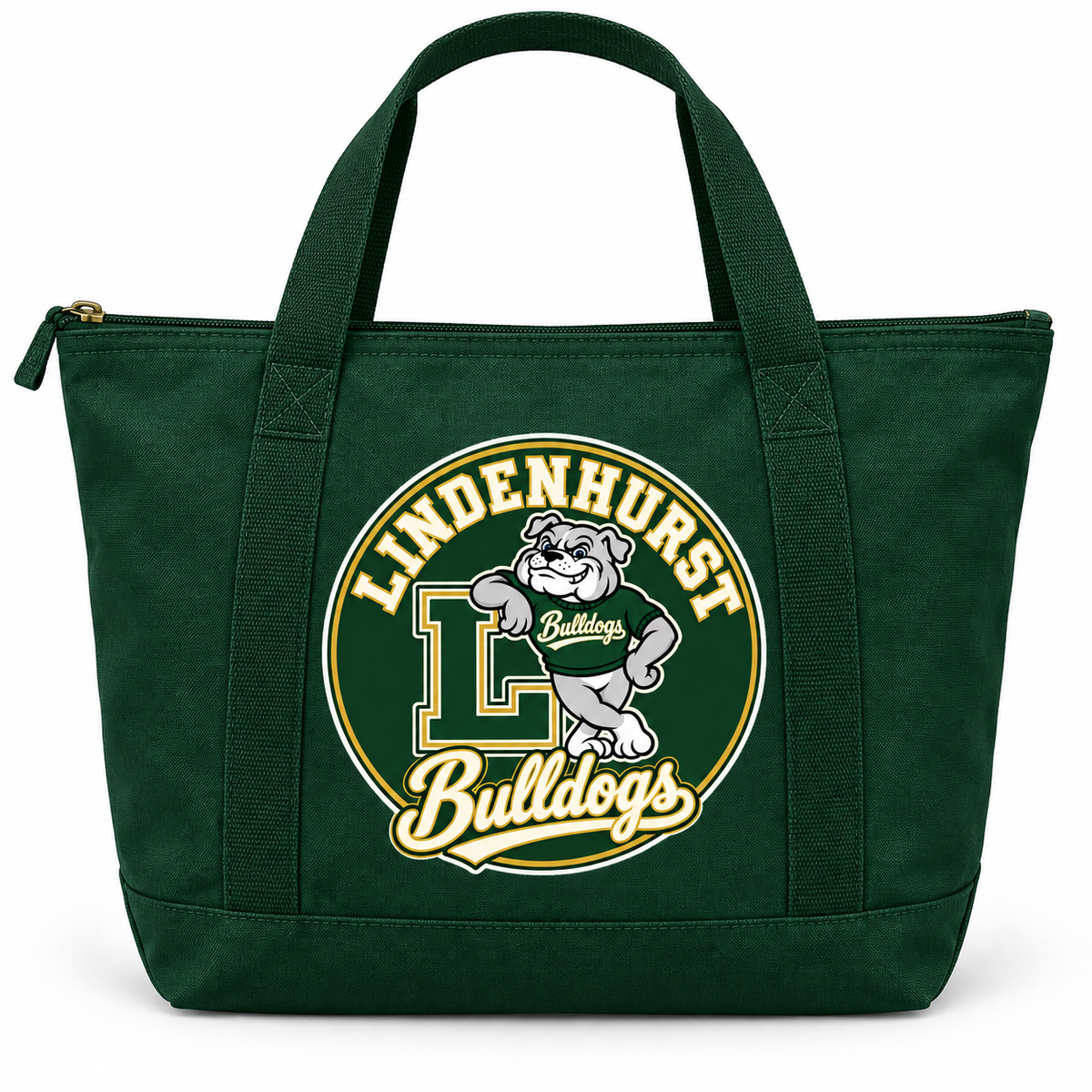 Lindenhurst Bulldogs Circle Zip Tote Forest Green