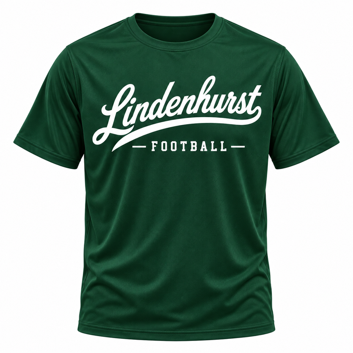 Lindenhurst Football Heritage Script Performance Tee in Forest Green