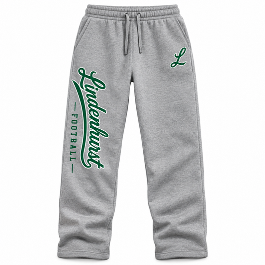 Lindenhurst Football Heritage Script Open-Hem Sweatpants in Heather Gray