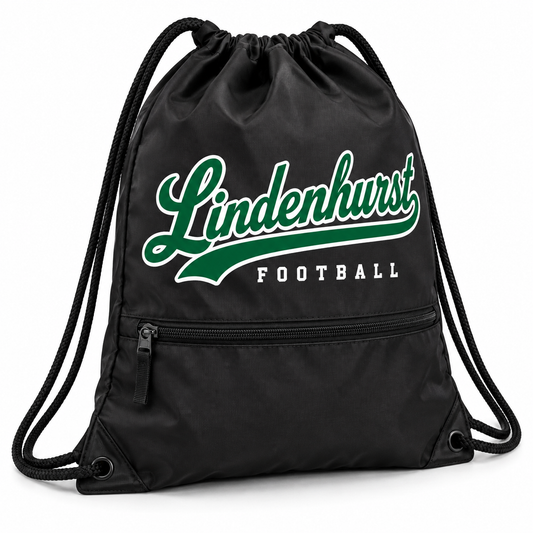 Lindenhurst Football Heritage Script Zip Drawstring Bag in Black