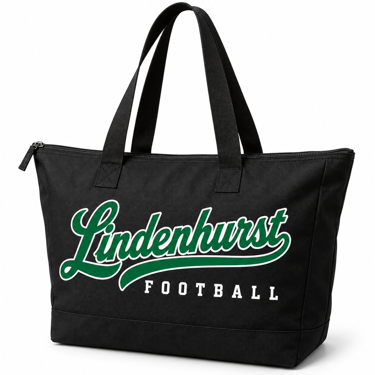 Lindenhurst Football Heritage Script Zip-Top Tote in Black