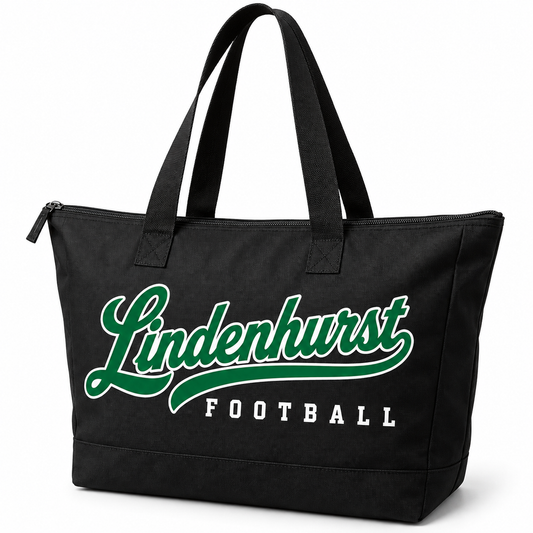Lindenhurst Football Heritage Script Zip-Top Tote in Black
