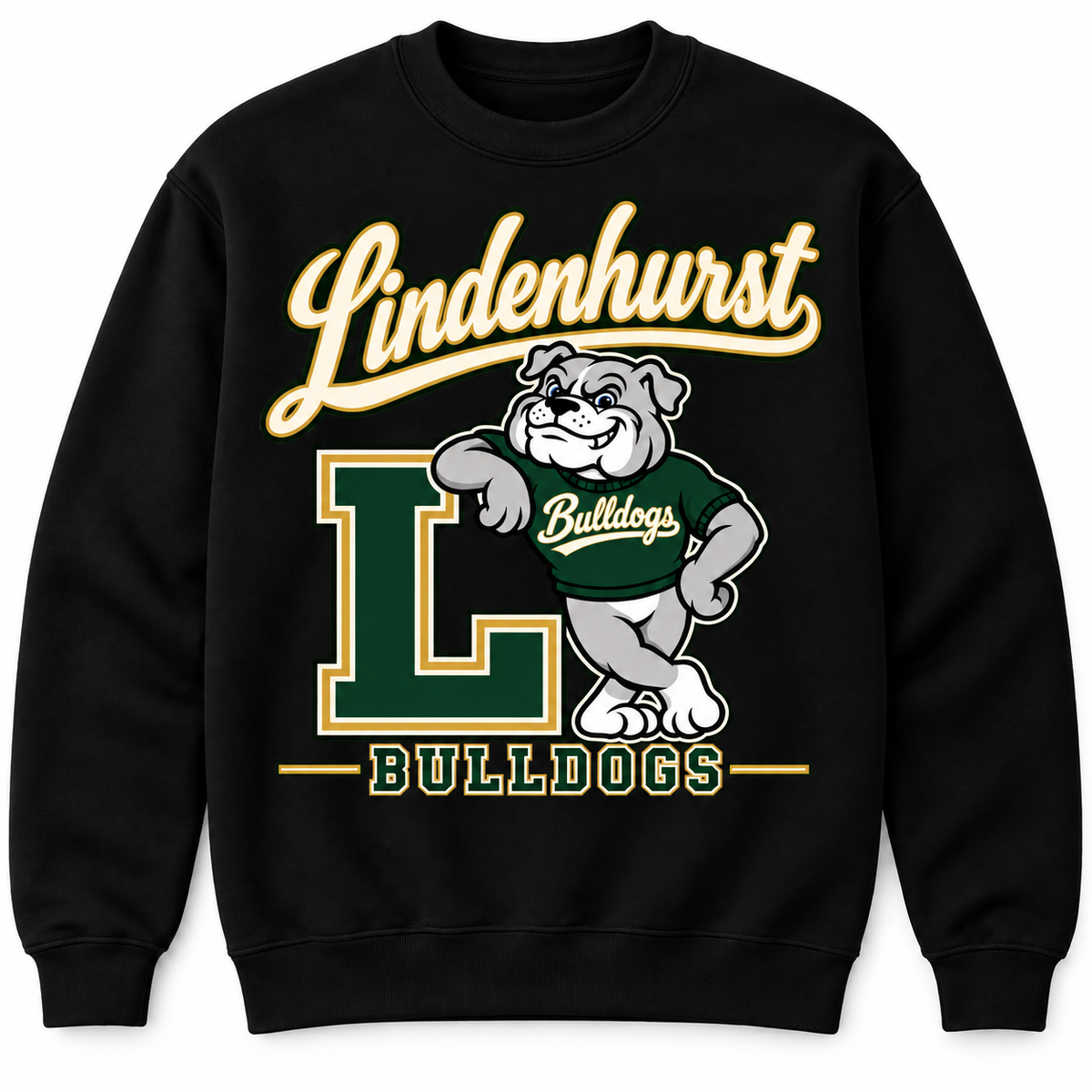 Lindenhurst Bulldogs Heritage Crewneck Sweatshirt Black