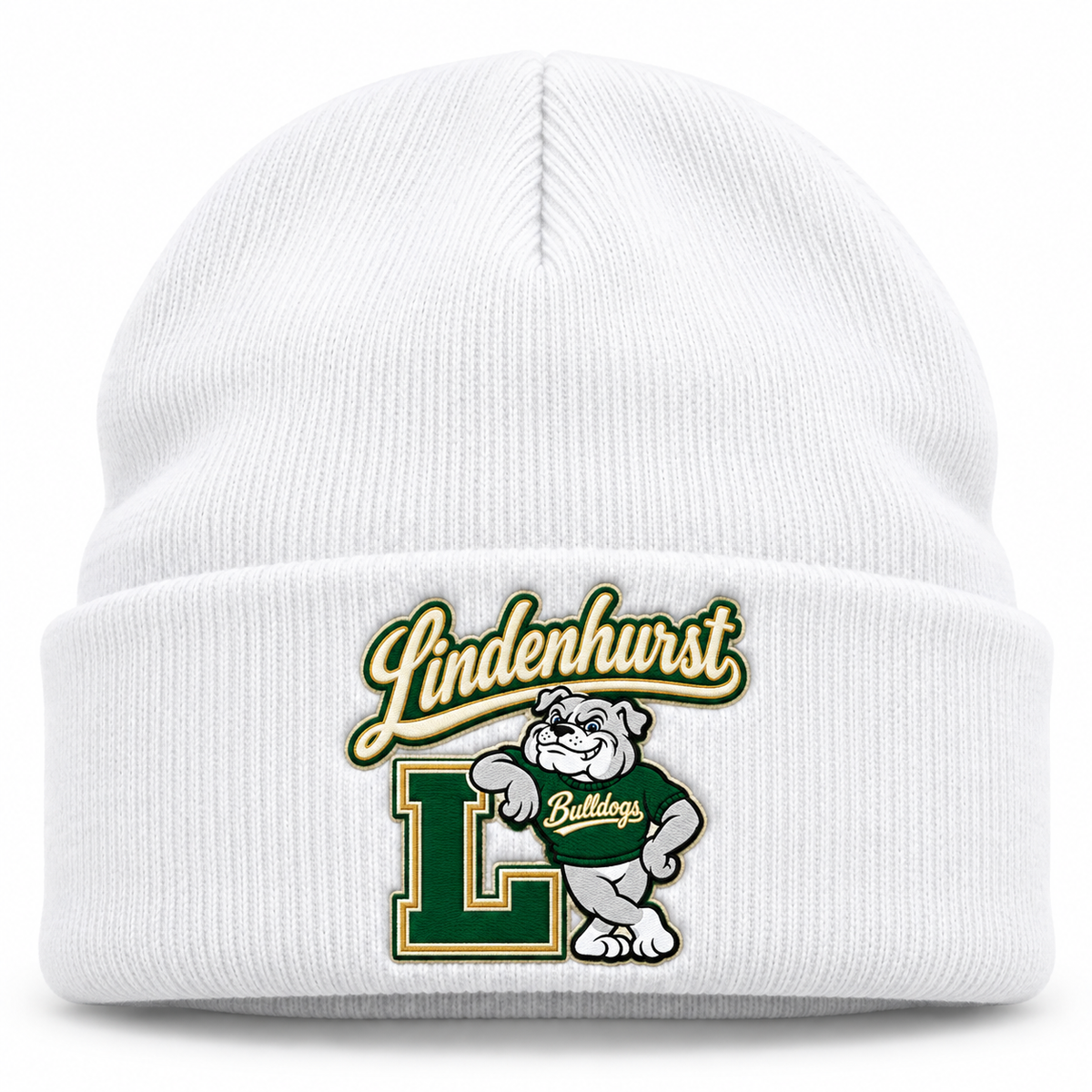 Lindenhurst Bulldogs Heritage Cuffed Beanie White