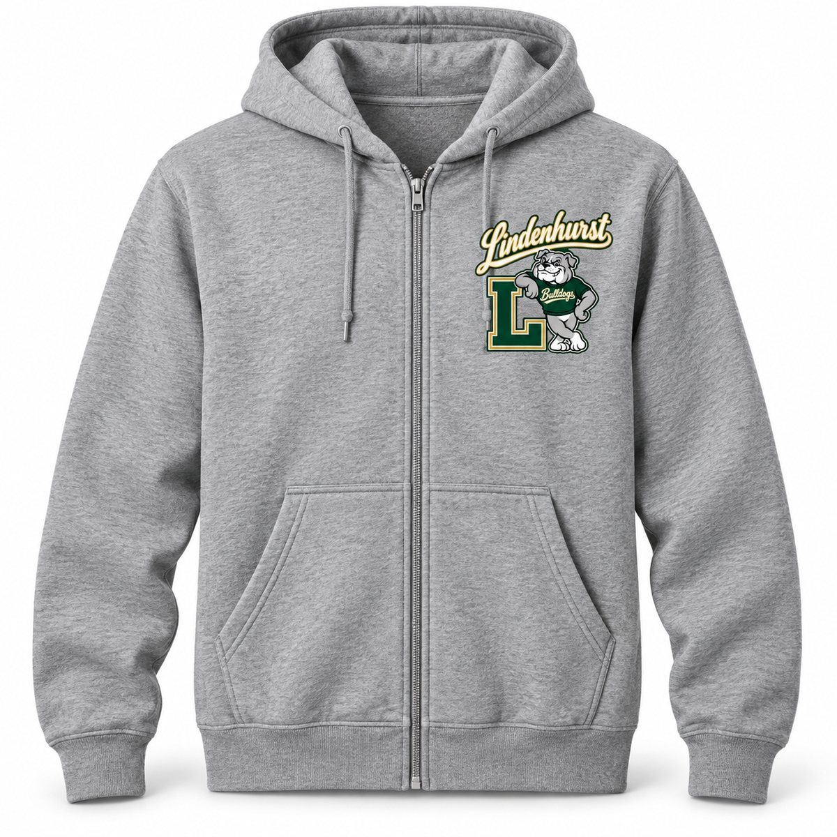 Lindenhurst Bulldogs Heritage Full-Zip Hoodie Heather Gray