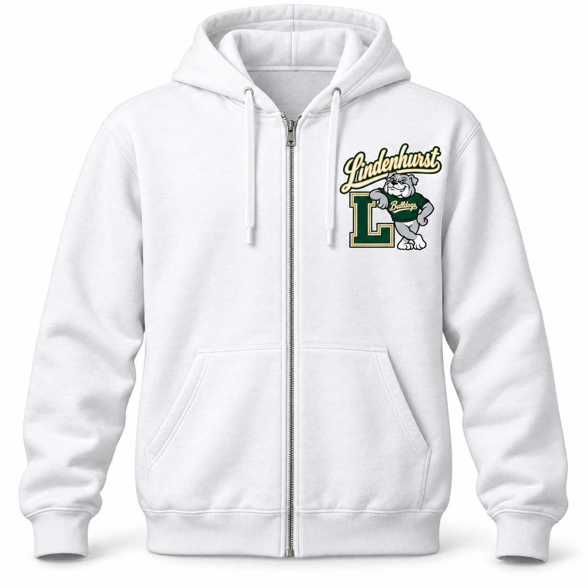 Lindenhurst Bulldogs Heritage Full-Zip Hoodie White