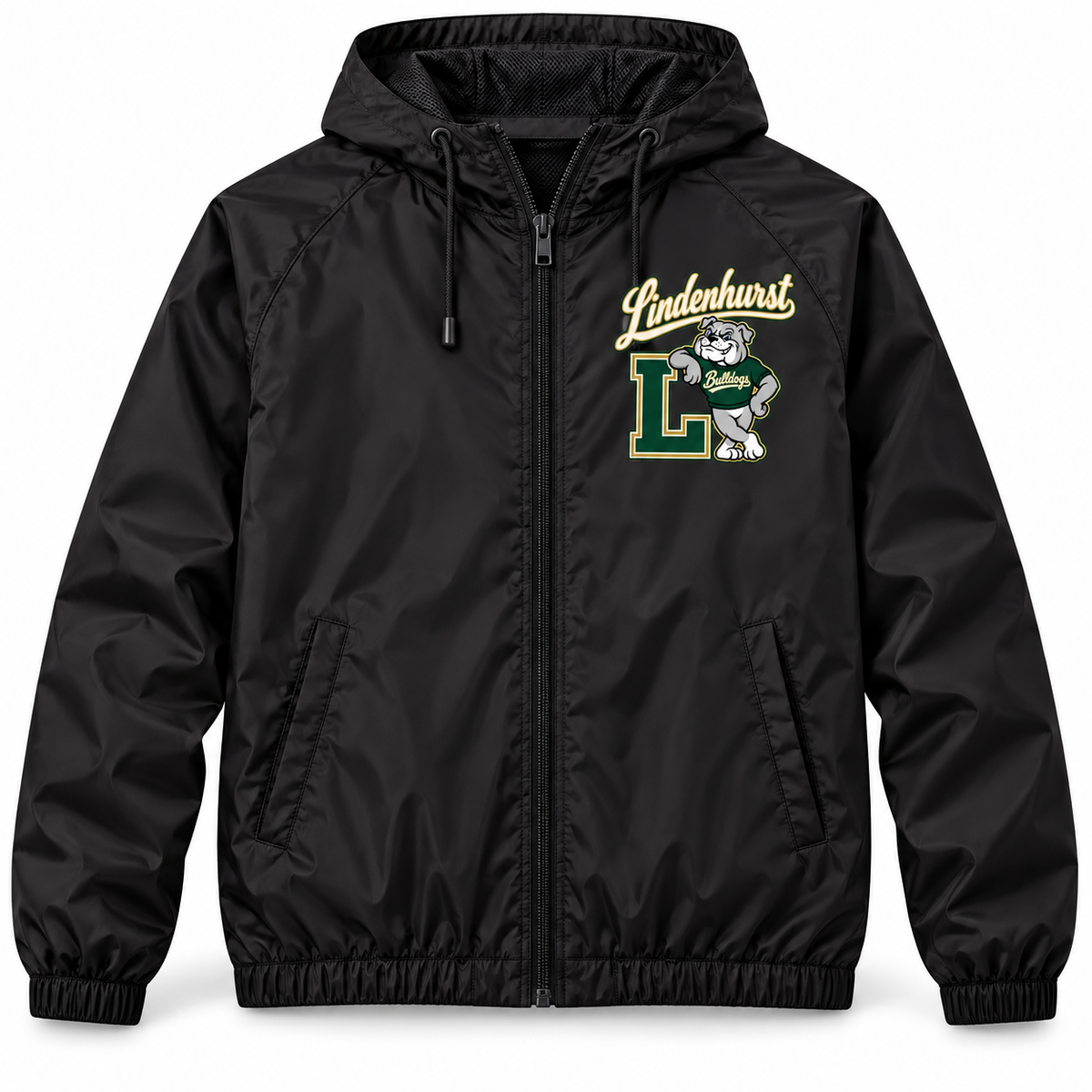Lindenhurst Bulldogs Heritage Hooded Windbreaker Black