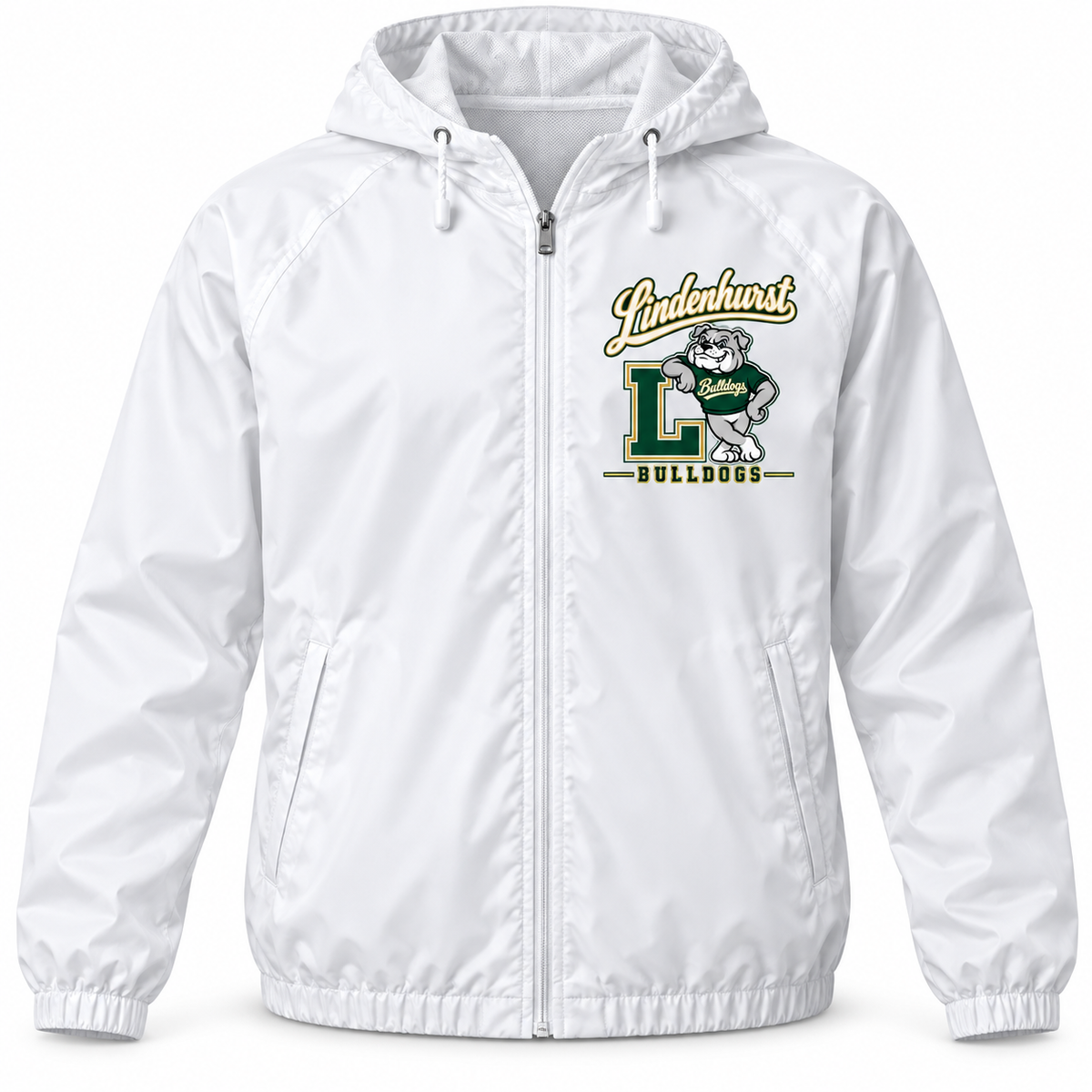 Lindenhurst Bulldogs Heritage Hooded Windbreaker White