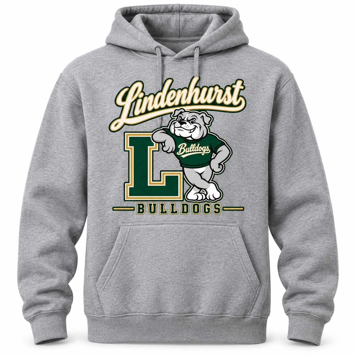 Lindenhurst Bulldogs heritage hoodie gray