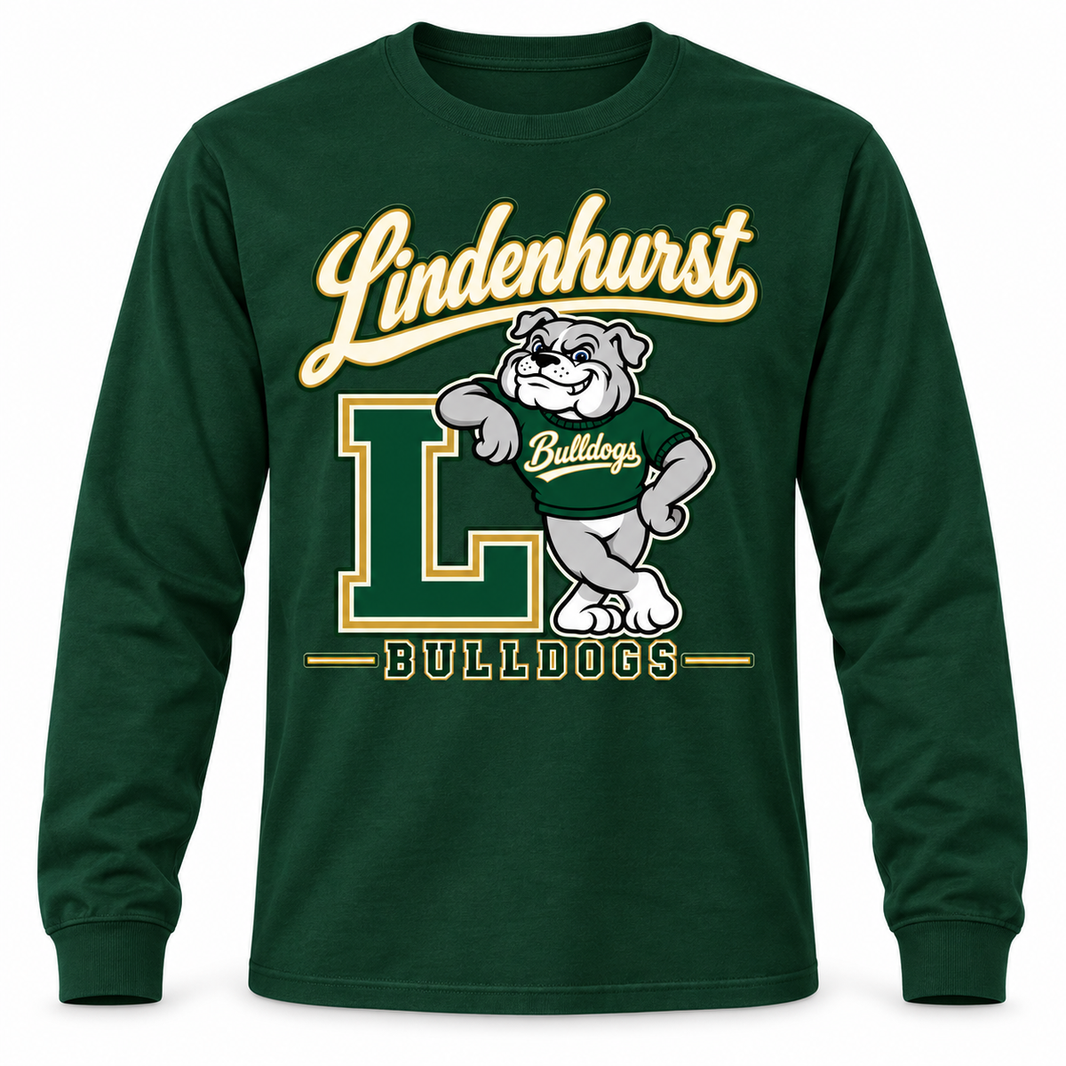 Lindenhurst Bulldogs Heritage Long-Sleeve Tee Forest Green
