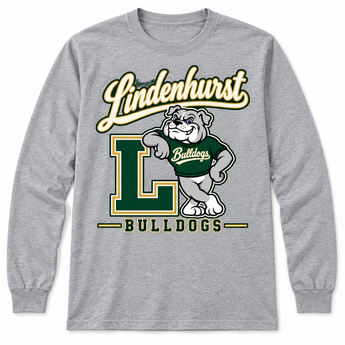 Lindenhurst Bulldogs Heritage Long-Sleeve Tee Heather Gray