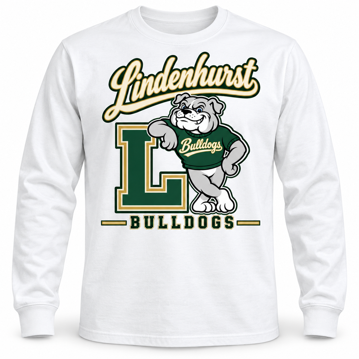 Lindenhurst Bulldogs Heritage Long-Sleeve Tee White