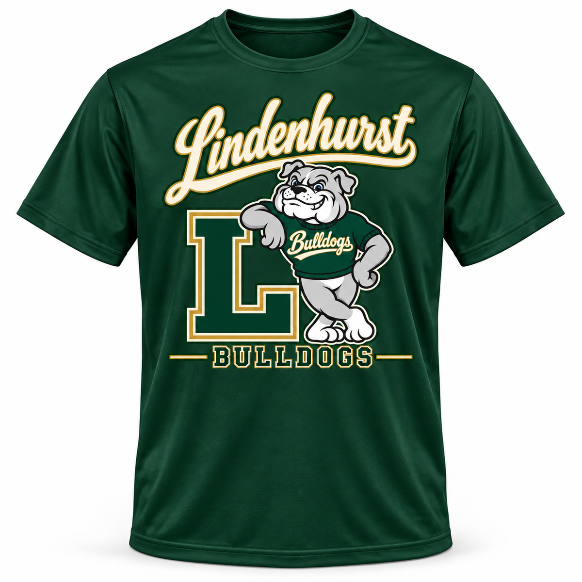 Lindenhurst Bulldogs Heritage Performance Sport Tee Forest Green