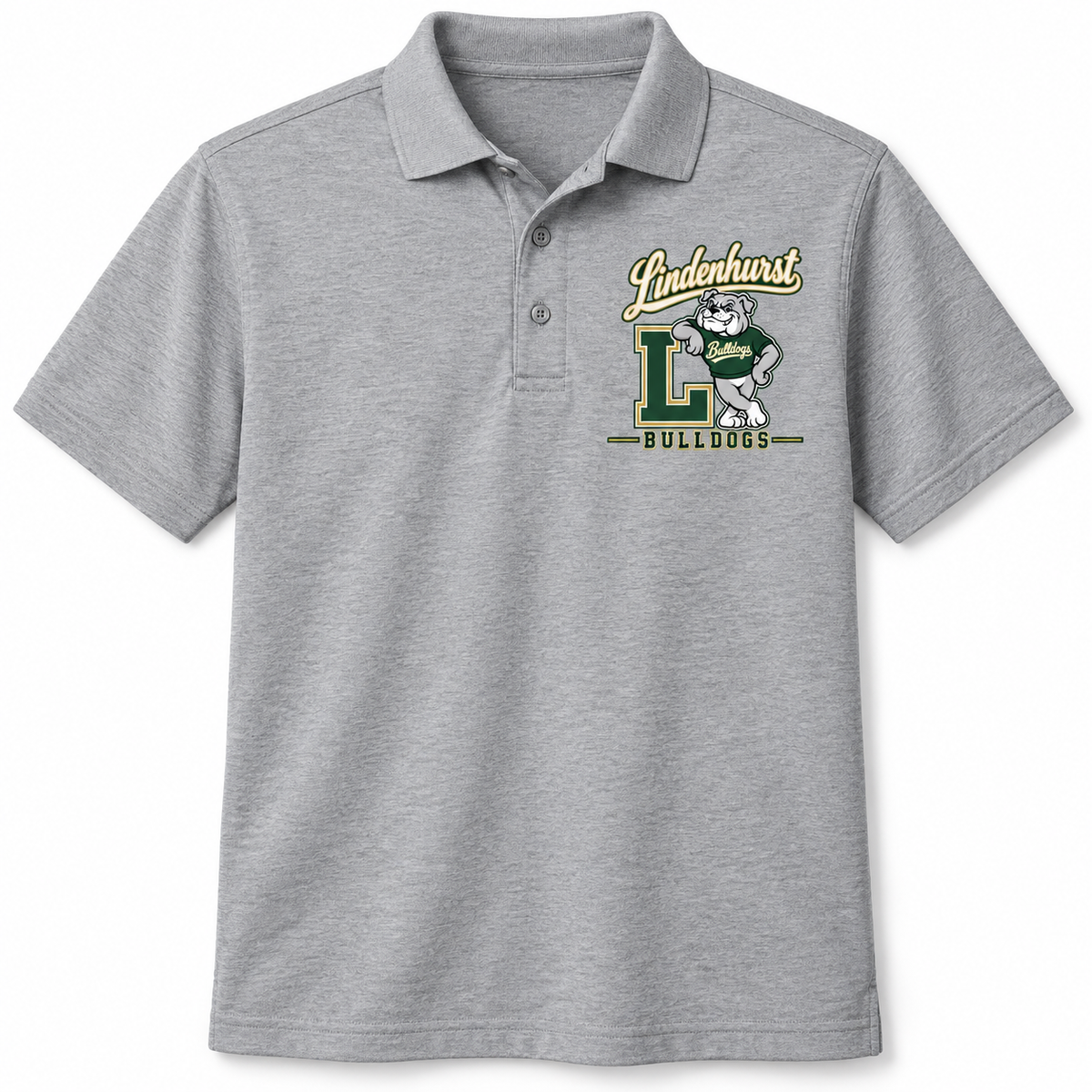 Lindenhurst Bulldogs Heritage Polo Heather Gray