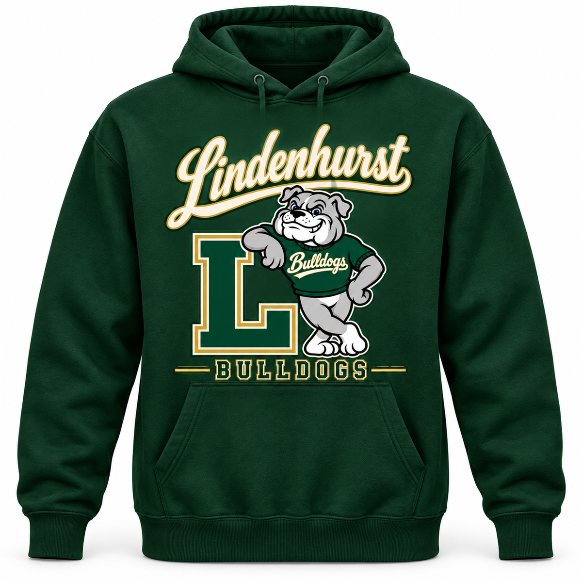Lindenhurst Bulldogs Heritage Pullover Hoodie Forest Green