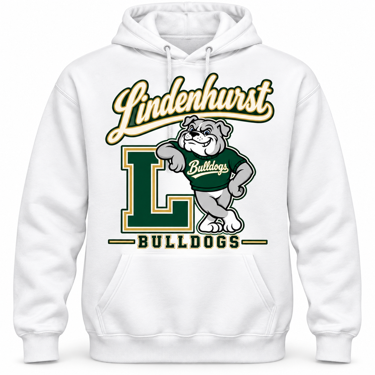 Lindenhurst Bulldogs Heritage Pullover Hoodie White