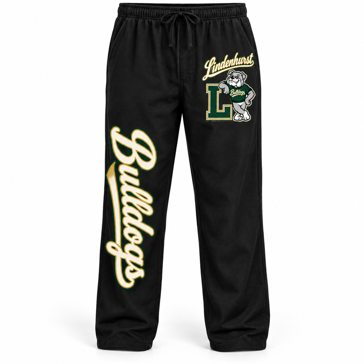 Lindenhurst Bulldogs Heritage Solid Pajama Pants Black