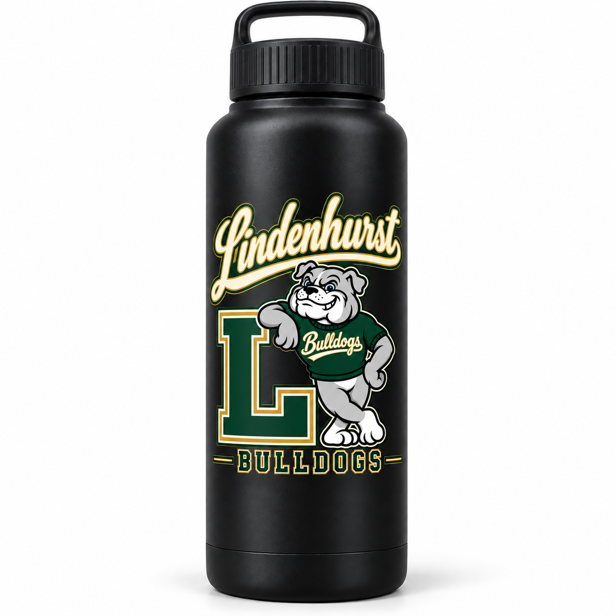 Lindenhurst Bulldogs Heritage Water Bottle Black