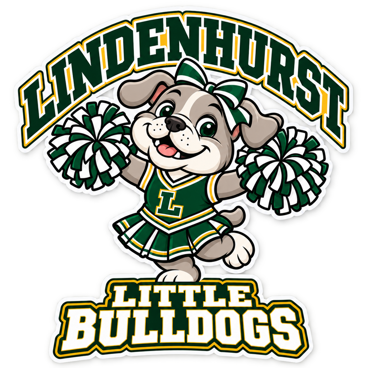 Lindenhurst Little Bulldogs Little Cheer Captain Mascot Decal, front view