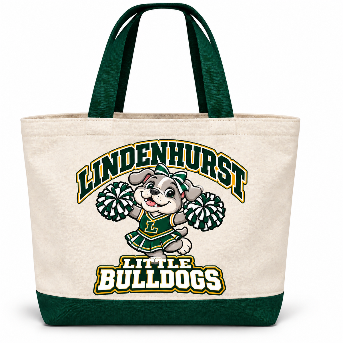 Lindenhurst Little Bulldogs Little Cheer Captain Canvas Tote Bag, front view