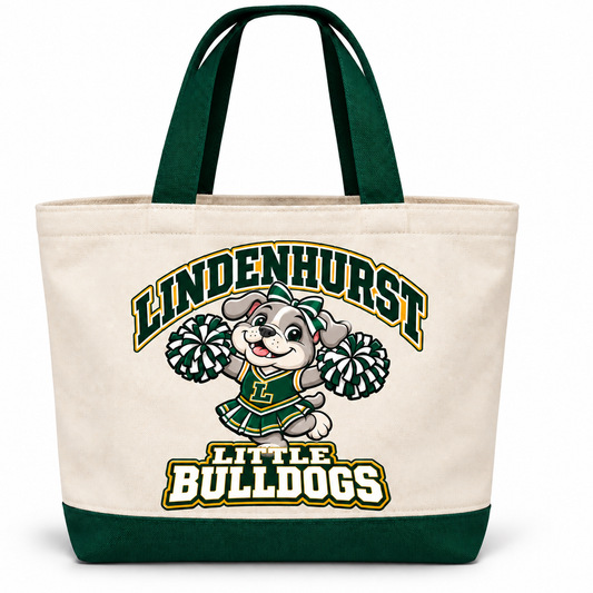 Lindenhurst Little Bulldogs Little Cheer Captain Canvas Tote Bag, front view
