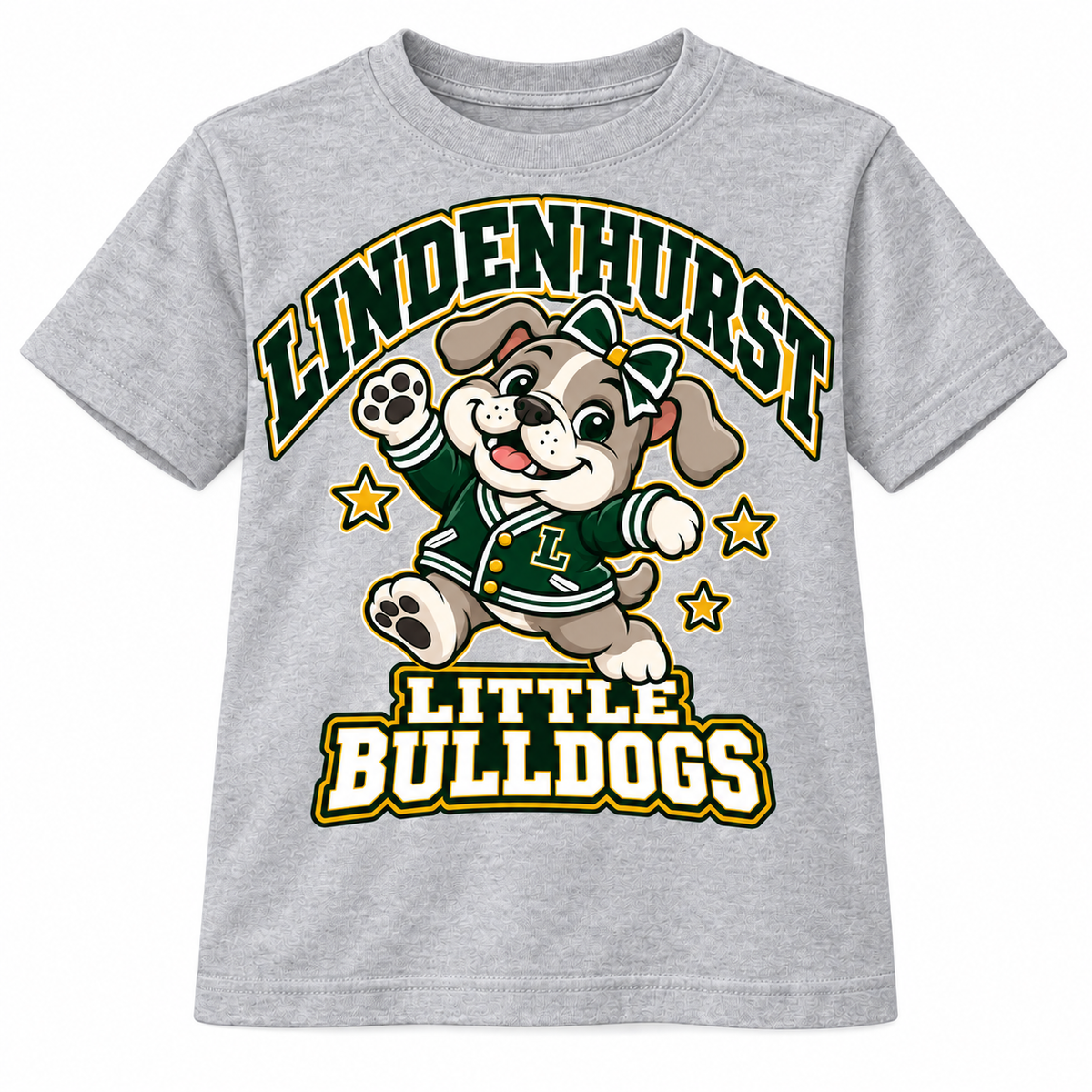 Lindenhurst Little Bulldogs Little All-Star youth T-Shirt in Heather Gray, front view