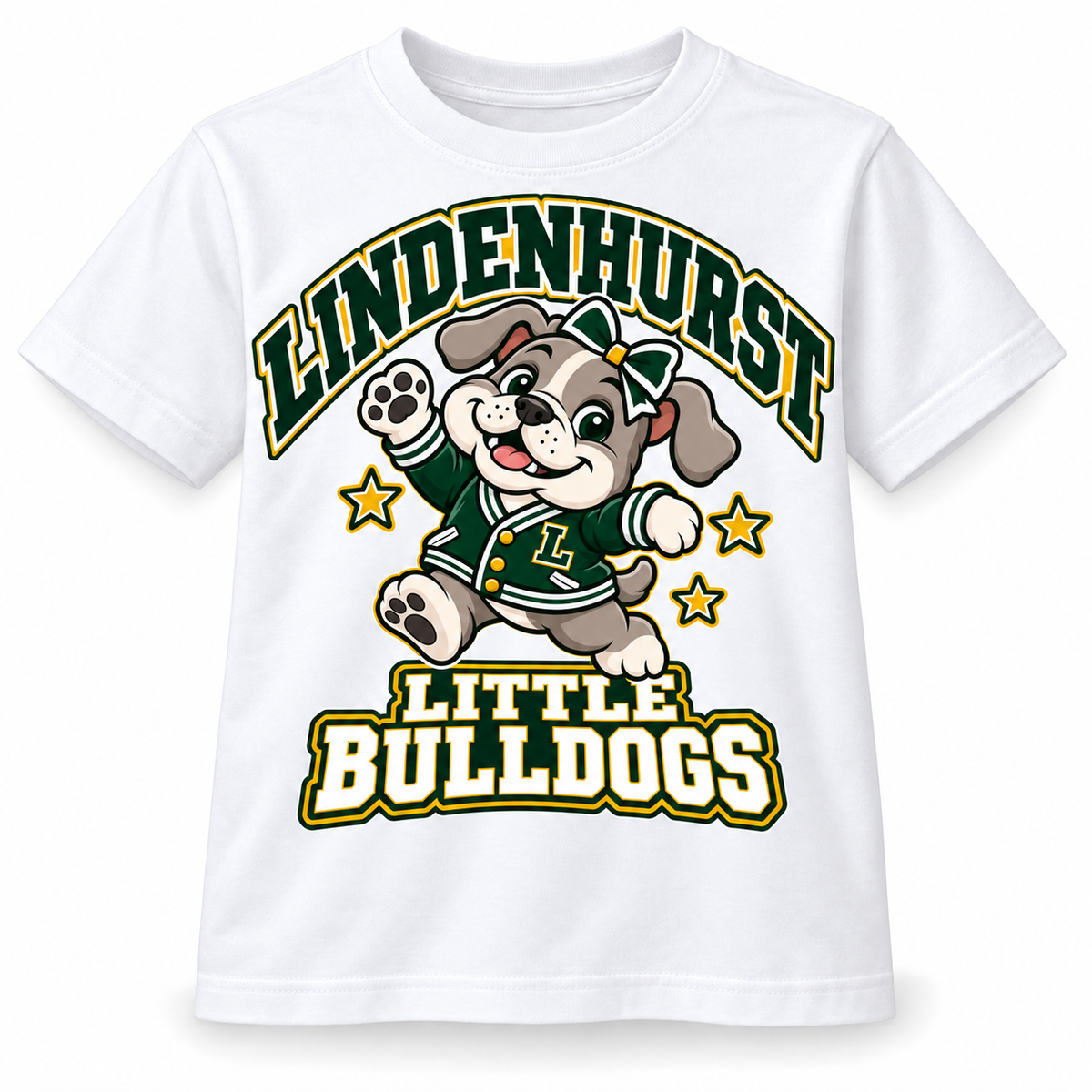 Lindenhurst Little Bulldogs Little All-Star youth T-Shirt in White, front view
