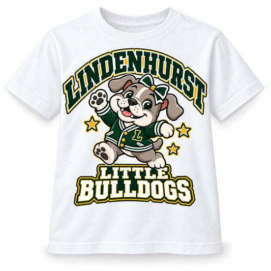 Lindenhurst Little Bulldogs Little All-Star youth T-Shirt in White, front view