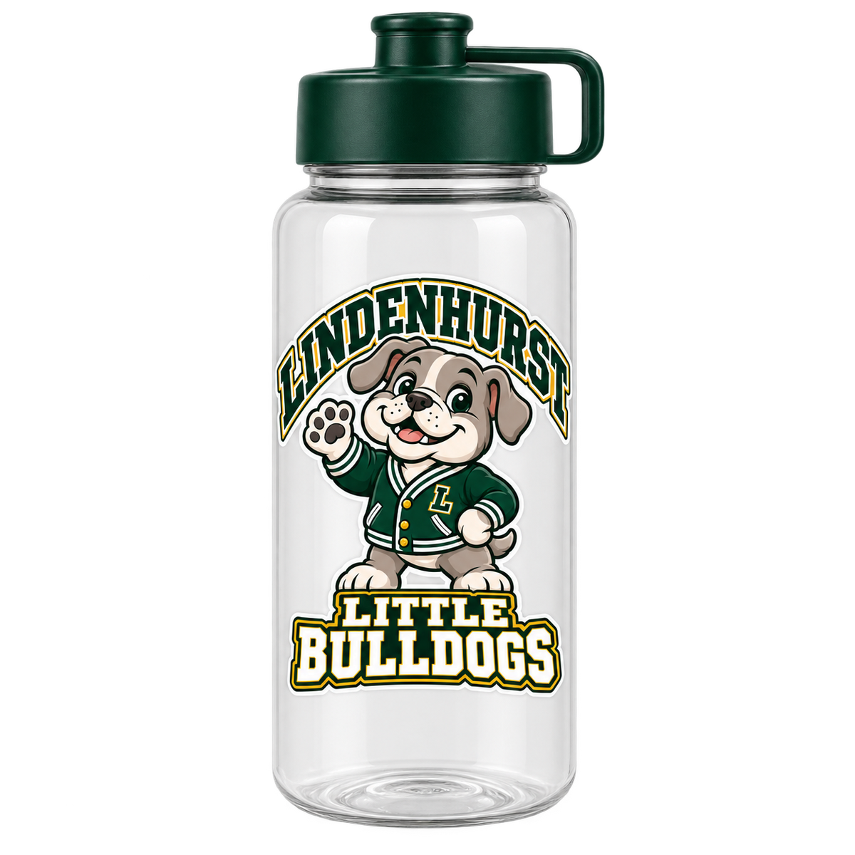 Lindenhurst Little Bulldogs Varsity Pup Water Bottle, front view