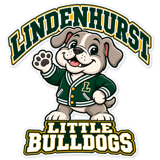 Lindenhurst Little Bulldogs Varsity Pup Mascot Decal, front view