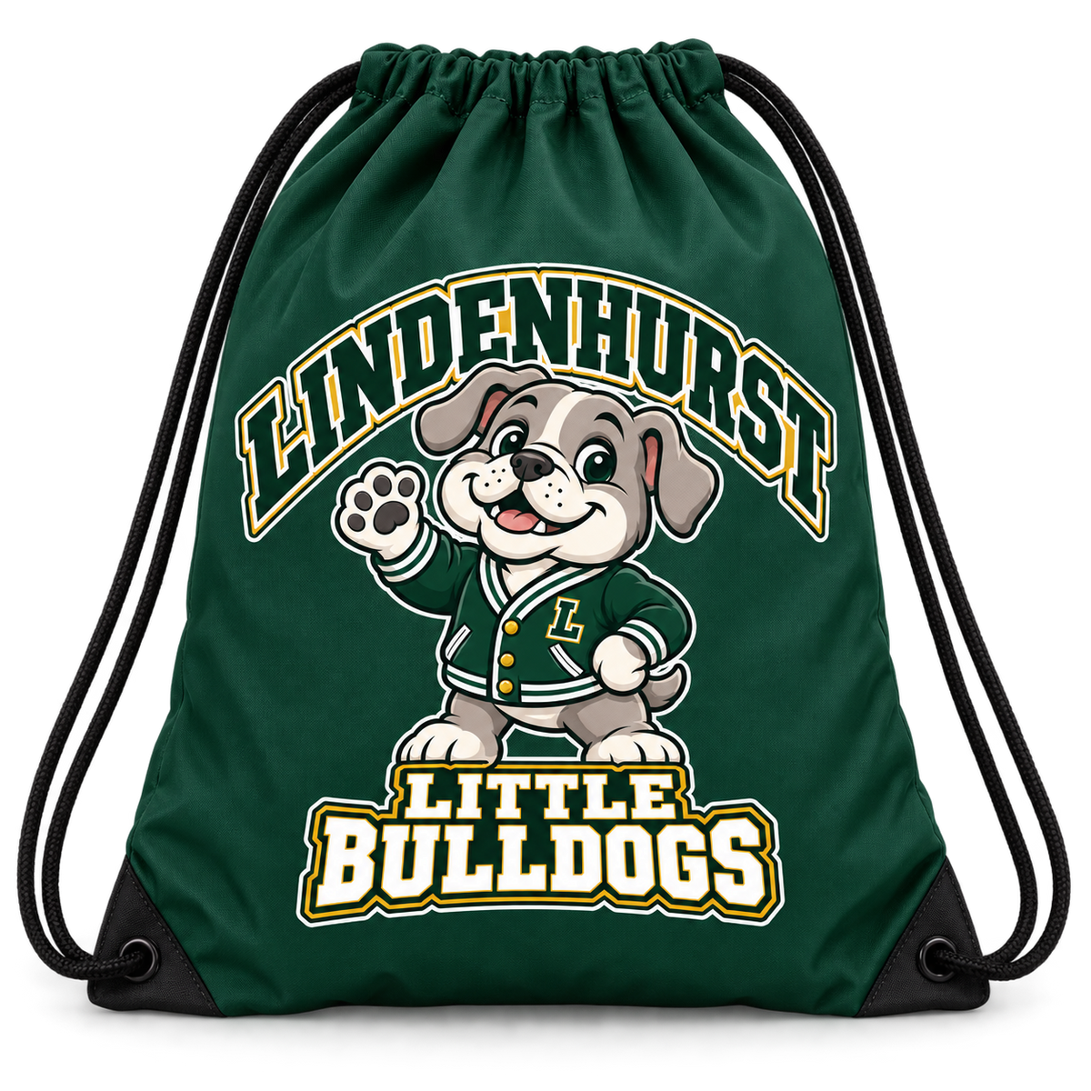 Lindenhurst Little Bulldogs Varsity Pup Drawstring Backpack, front view