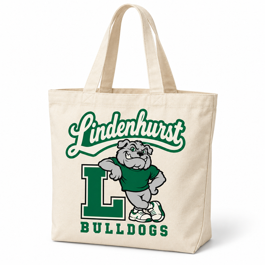 Lindenhurst Retro Bulldogs Leaning L Everyday Tote in Natural