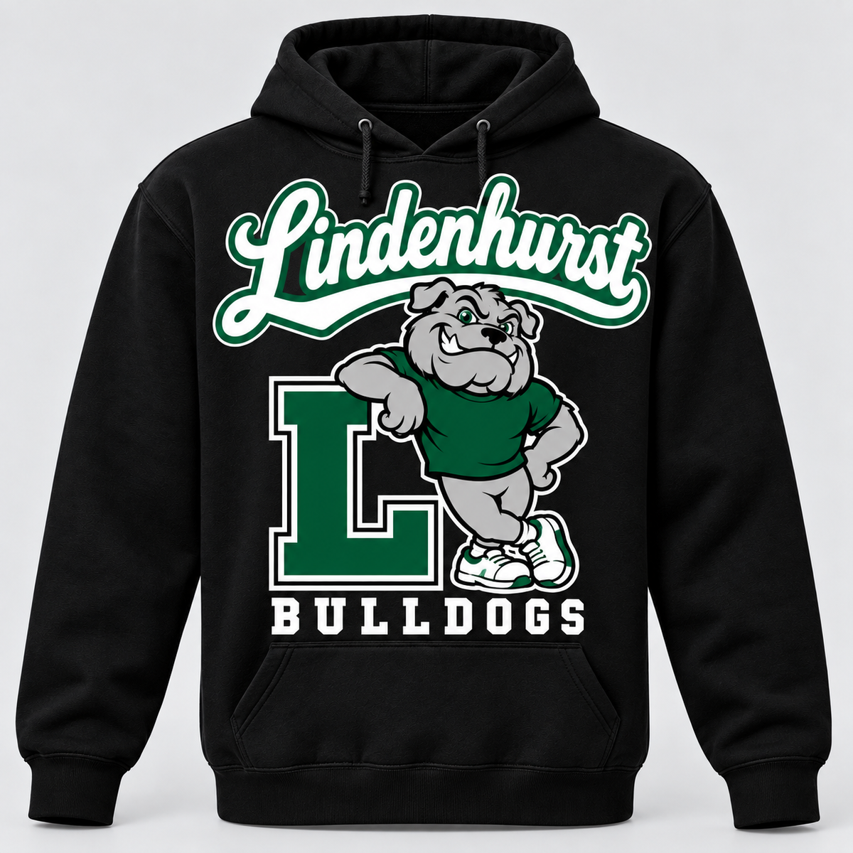 Lindenhurst retro hoodie printed apparel mockup