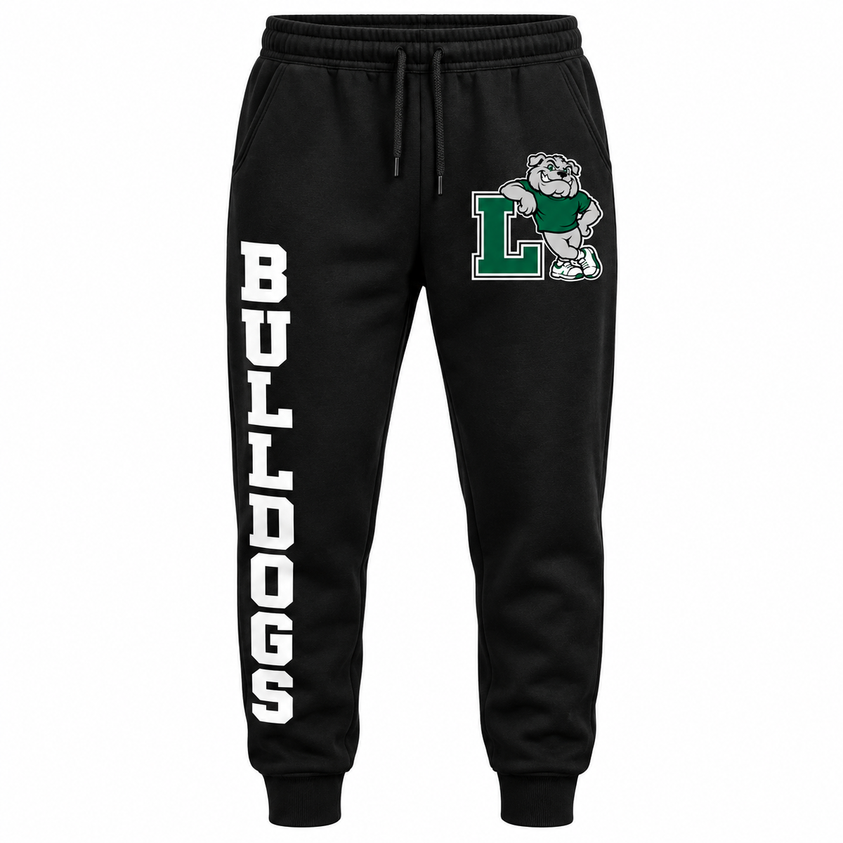 Retro Bulldogs Leaning L Joggers in Black