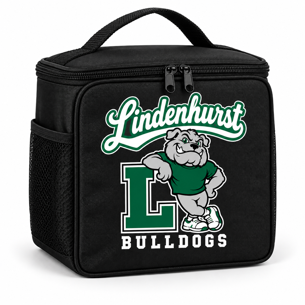 Lindenhurst Retro Bulldogs Leaning L Lunch Cooler in Black