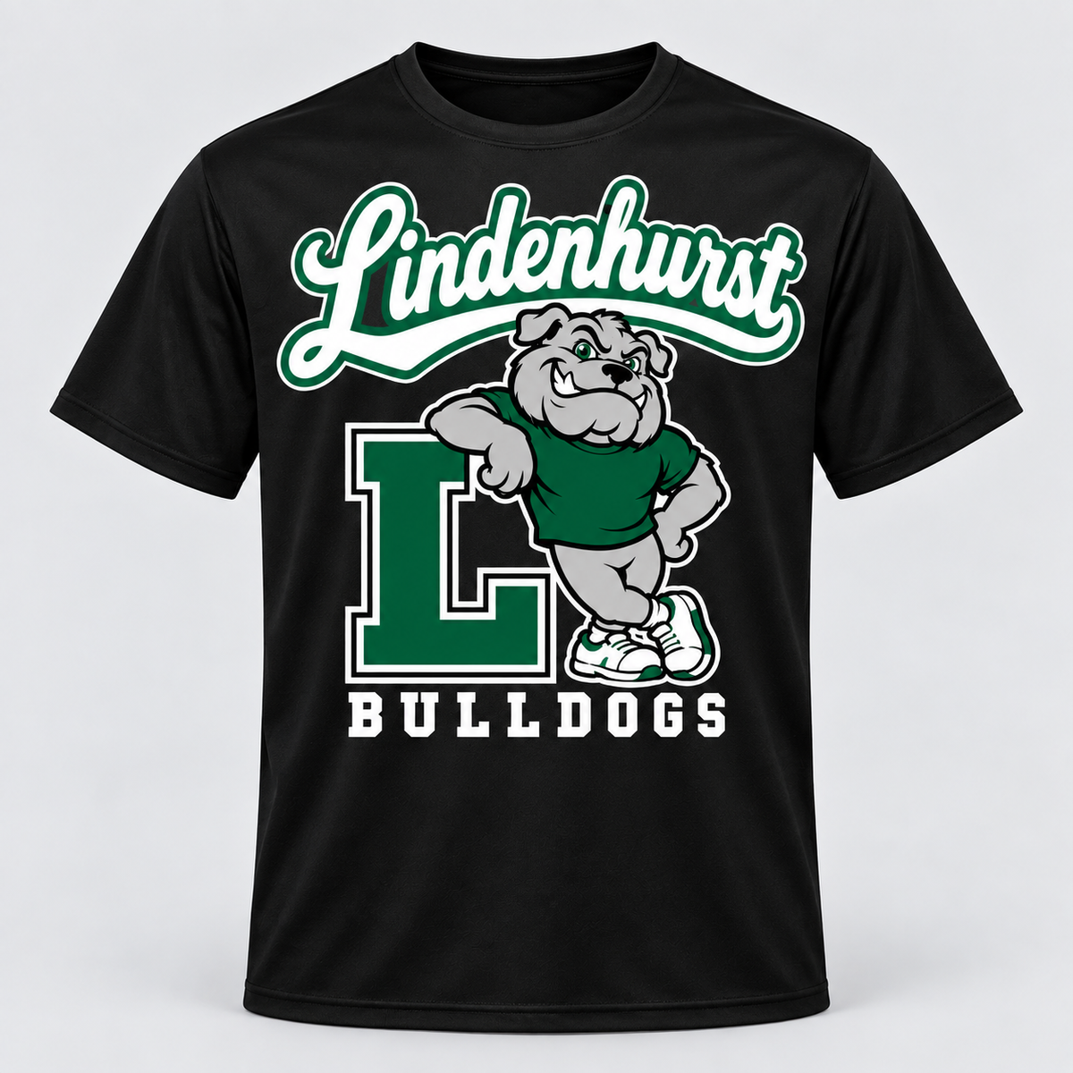 Lindenhurst retro tee black printed apparel mockup