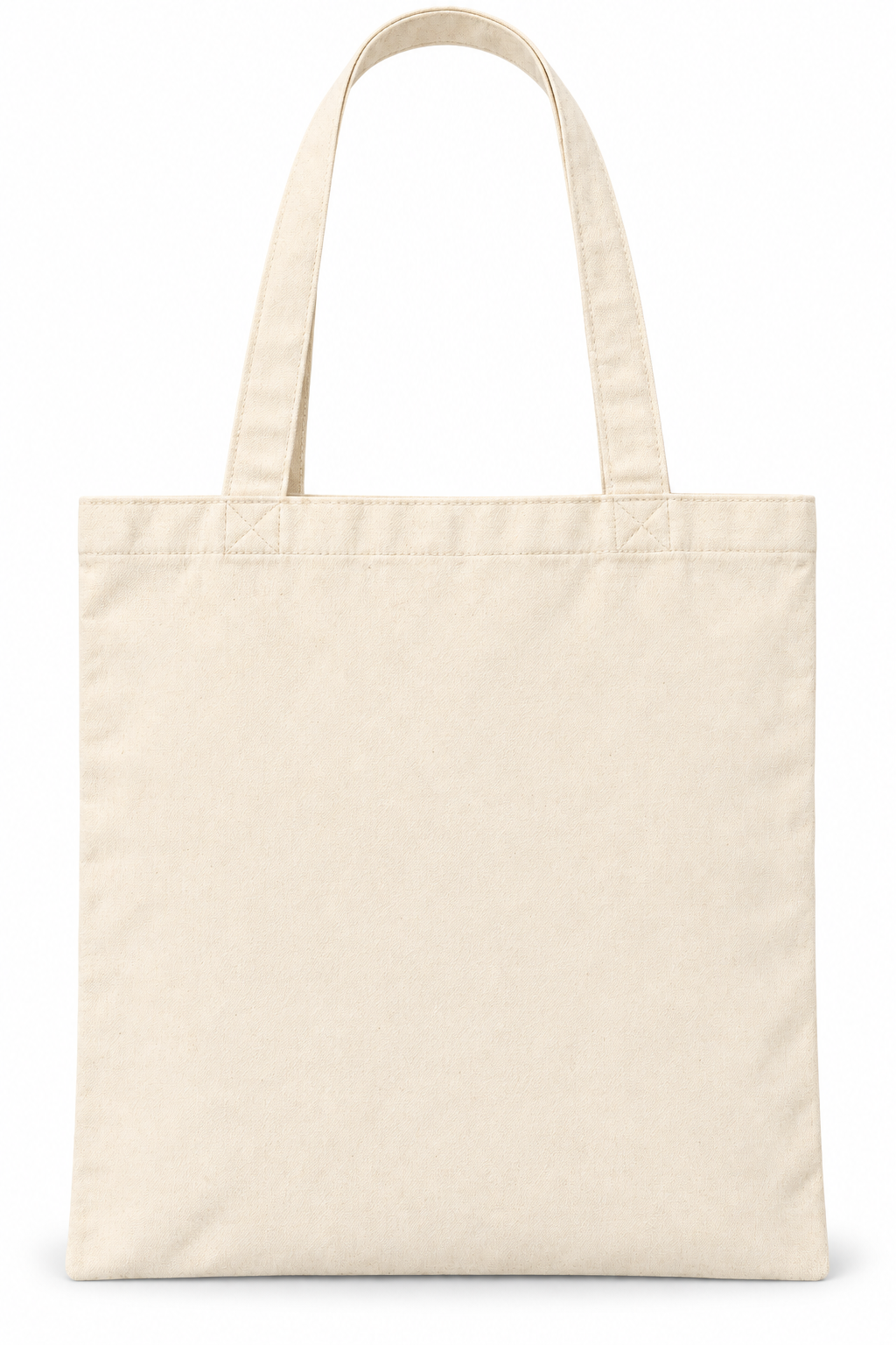 Natural canvas tote plain back; no rear print
