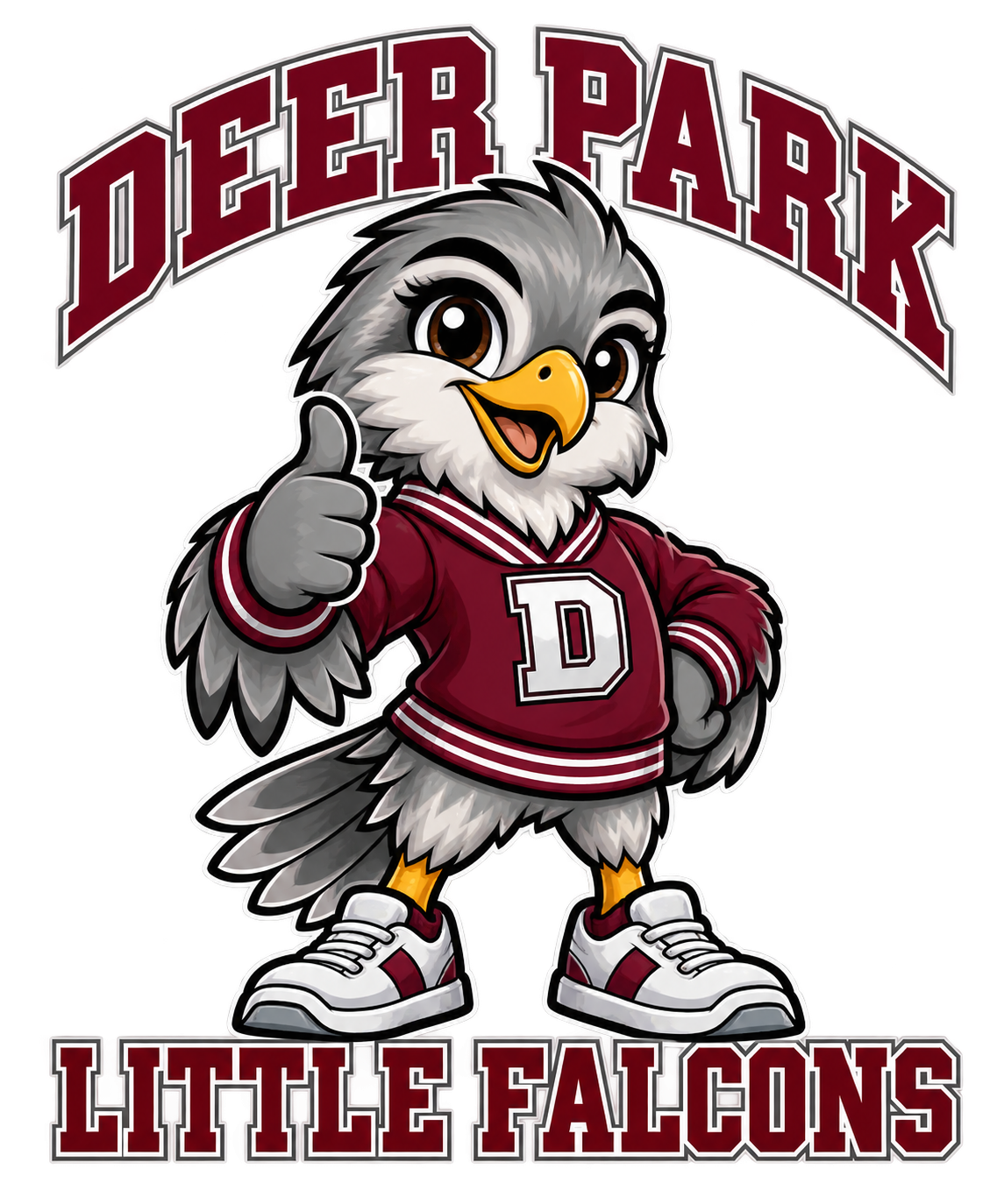 Deer Park Little Falcons varsity original front artwork detail