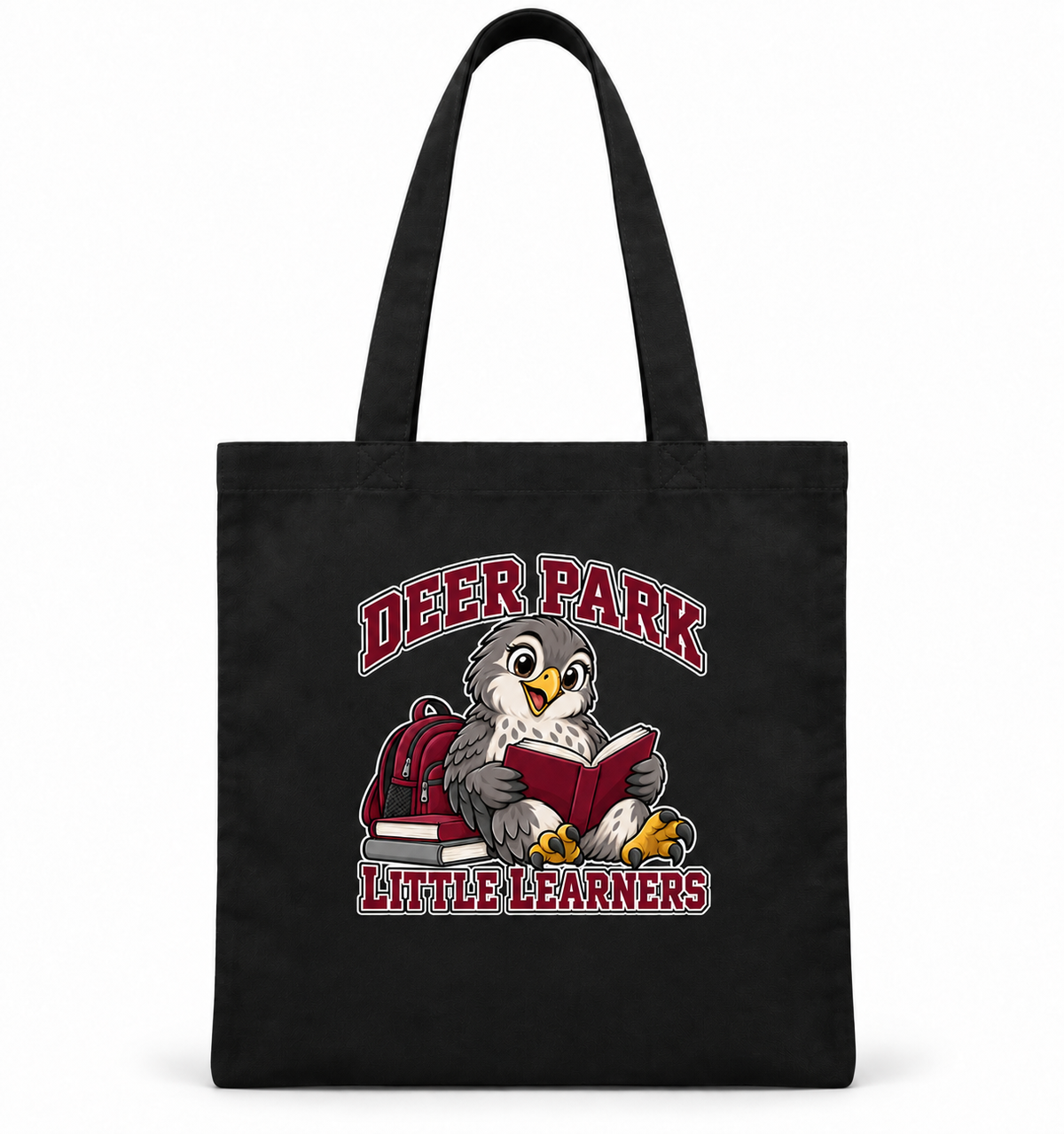 Little Falcons Little Learner canvas tote in Black, front view
