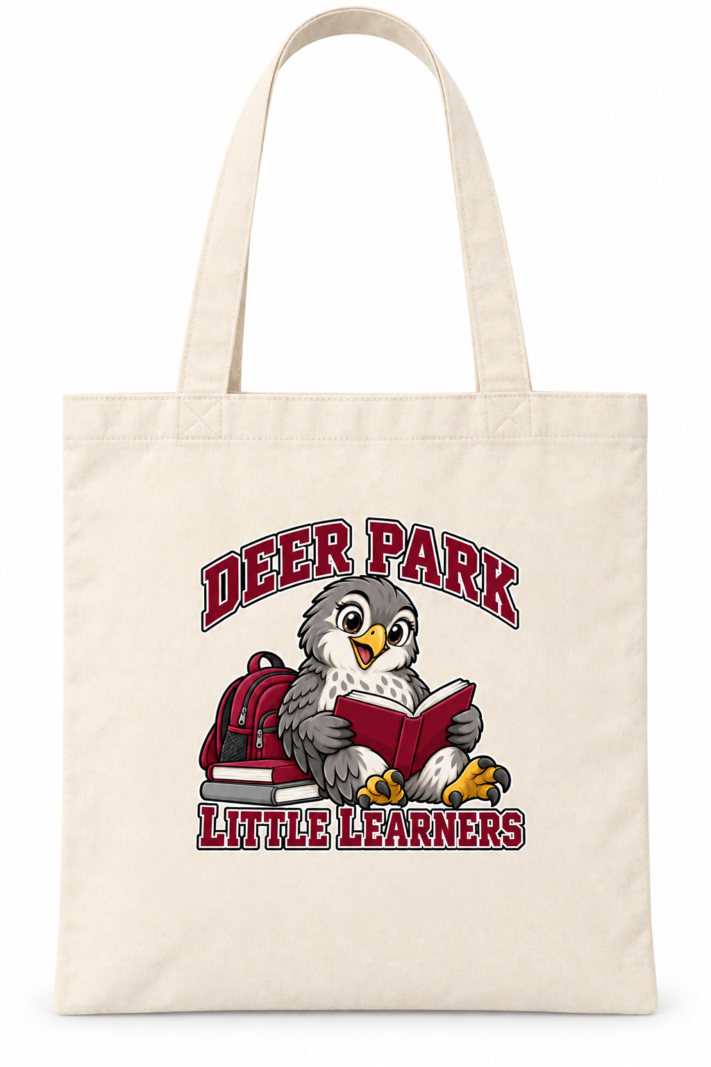 Little Falcons Little Learner canvas tote in Natural, front view
