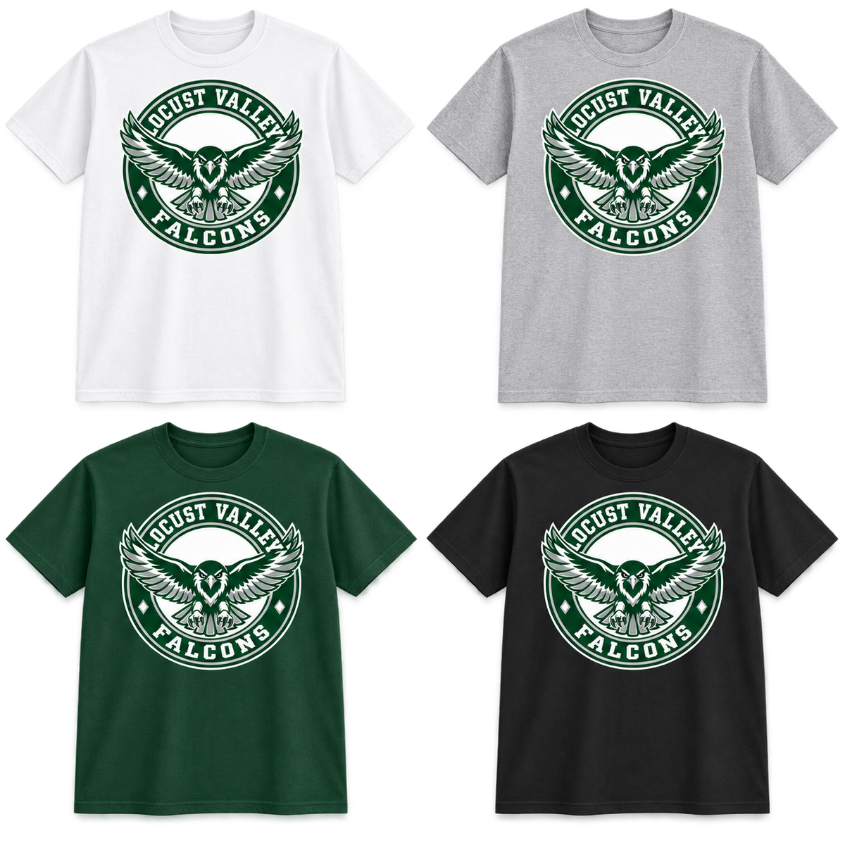 Locust Valley Flight Seal Tee: White, Sport Grey, Forest Green, Black; front DTF print