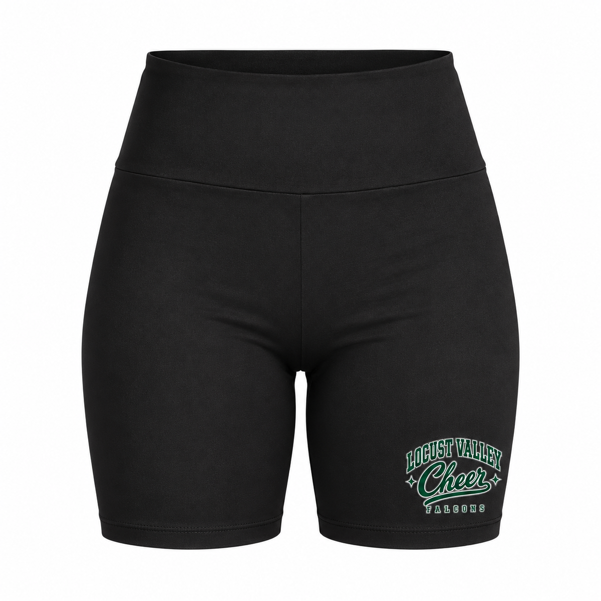 Women's Script High-Waist Bike Shorts digital mockup