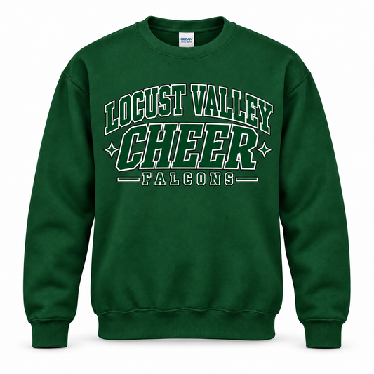 Forest Locust Valley Cheer varsity crewneck digital mockup