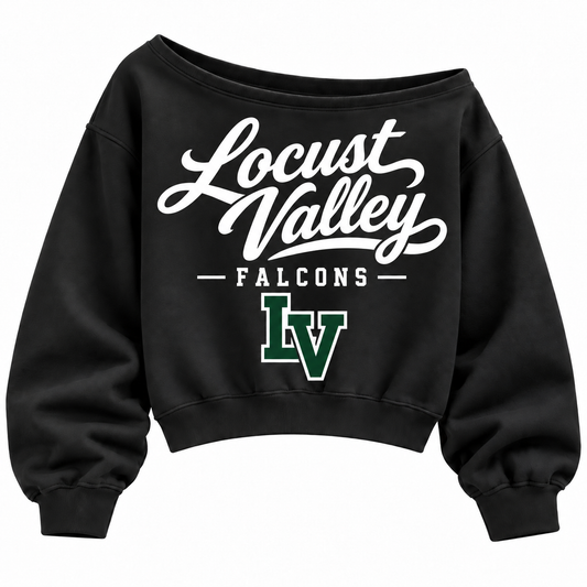 Locust Valley Falcons off-shoulder sweatshirt in black