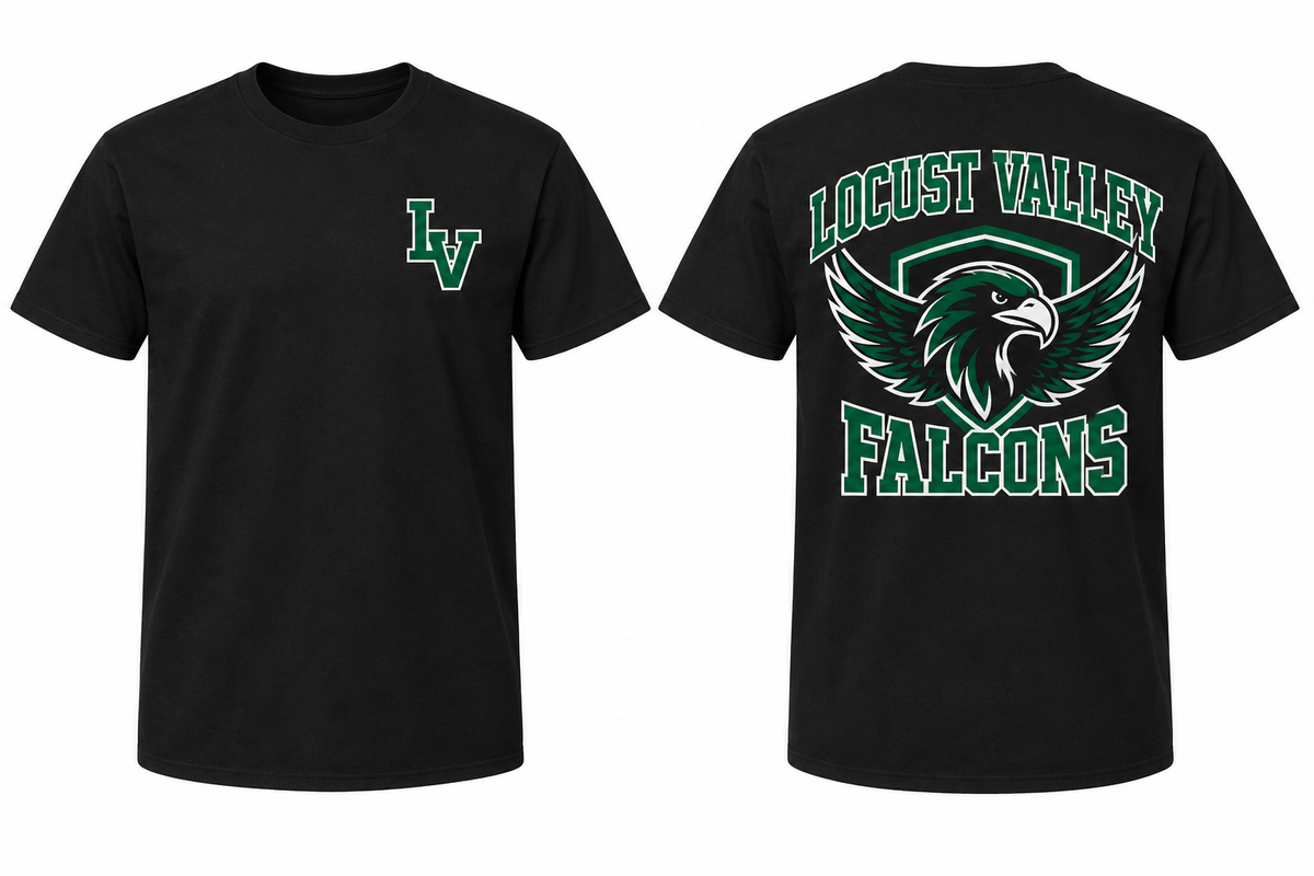 LOCUST VALLEY FALCONS black tee front and back